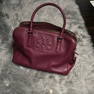 Tory Burch Red Satchel with Structured Shape and Leather Finish